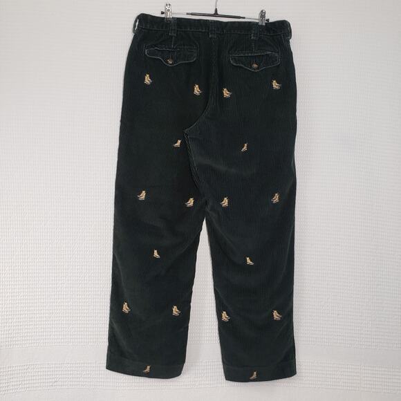 LL Bean Duck Boot Corduroy Pants Mens 34 Green Classic Fit Embroidered Winter - Picture 2 of 16